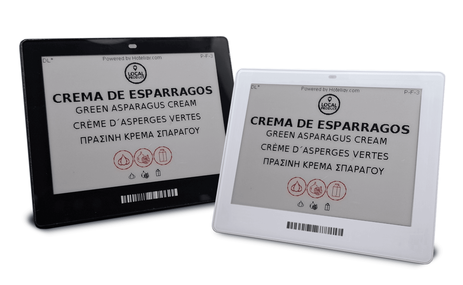 Etiqueta electrónica con información multilingüe y alérgenos